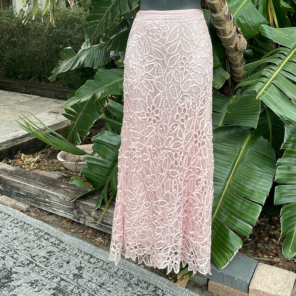 Soulmates or silken, poetry, crochet, and beaded silk skirt with a symme…